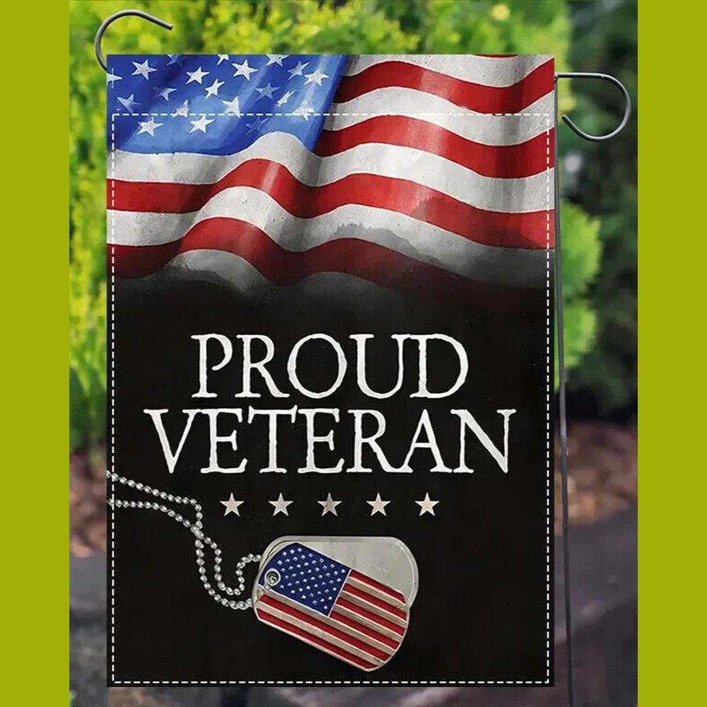Patriotic Proud Veteran Burlap Garden Flag Double-Sided 12" x 18" NEW! Home & Garden:Yard, Garden & Outdoor Living:Décor:Flags Style Your Walls
